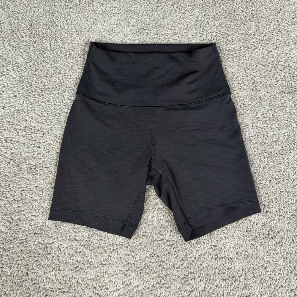 Lululemon Wunder Train High Rise Shorts Womens 4 Black Jersey 6in Inseam Yoga